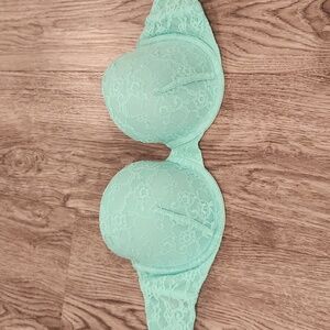 Mint Lace Strapless Bra
